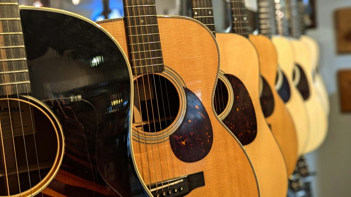 Vintage guitars and music gear at Blue Mesa Music Store, a local music shop in Gunnison CO